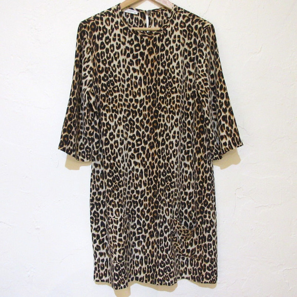 Equipment Womens 100% Silk Tunic Top Mini Dress size M Leopard Animal‎ Print - Picture 1 of 10